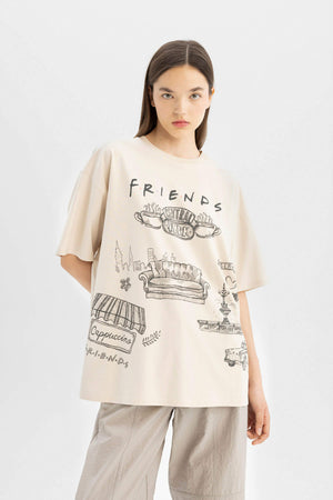 Woman Friends Oversize Fit Crew Neck Printed T-Shirt