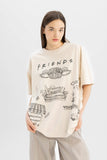 Woman Friends Oversize Fit Crew Neck Printed T-Shirt