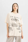 Woman Friends Oversize Fit Crew Neck Printed T-Shirt