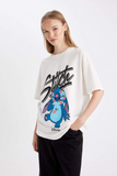 WOMEN White Lilo Stitch Oversize Fit T-Shirt