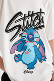 WOMEN White Lilo Stitch Oversize Fit T-Shirt