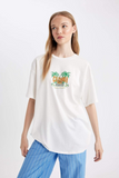 WOMAN Oversize Fit Crew Neck Printed T-Shirt