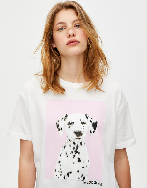 Women Dog Graphic Oversize T-shirt