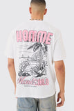 White oversized Monte Carlo Stencil Back Print T-shirt T-SHIRT Tee Weed 