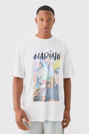 White Oversized Naruto Anime License T-shirt T-SHIRT Tee Weed 