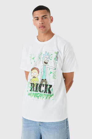 White Oversized Rick And Morty License T-shirt T-SHIRT Tee Weed 