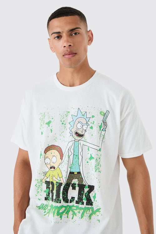 White Oversized Rick And Morty License T-shirt T-SHIRT Tee Weed SMALL 