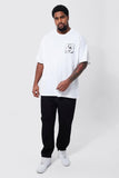 White Plus Line Drawing Graphic T-shirt T-SHIRT Tee Weed 