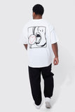 White Plus Line Drawing Graphic T-shirt T-SHIRT Tee Weed 